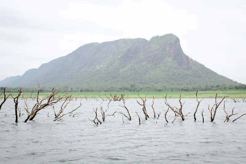 A peak on the shore of the Bui reservoir