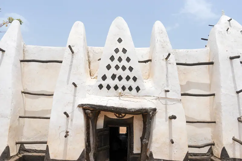 The entrance to Larabanga Mosque
