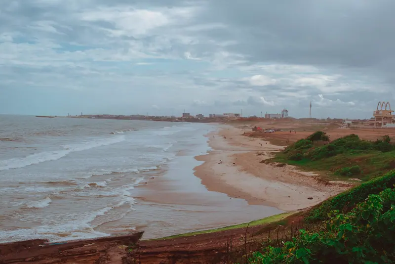 The Accra coastline from above