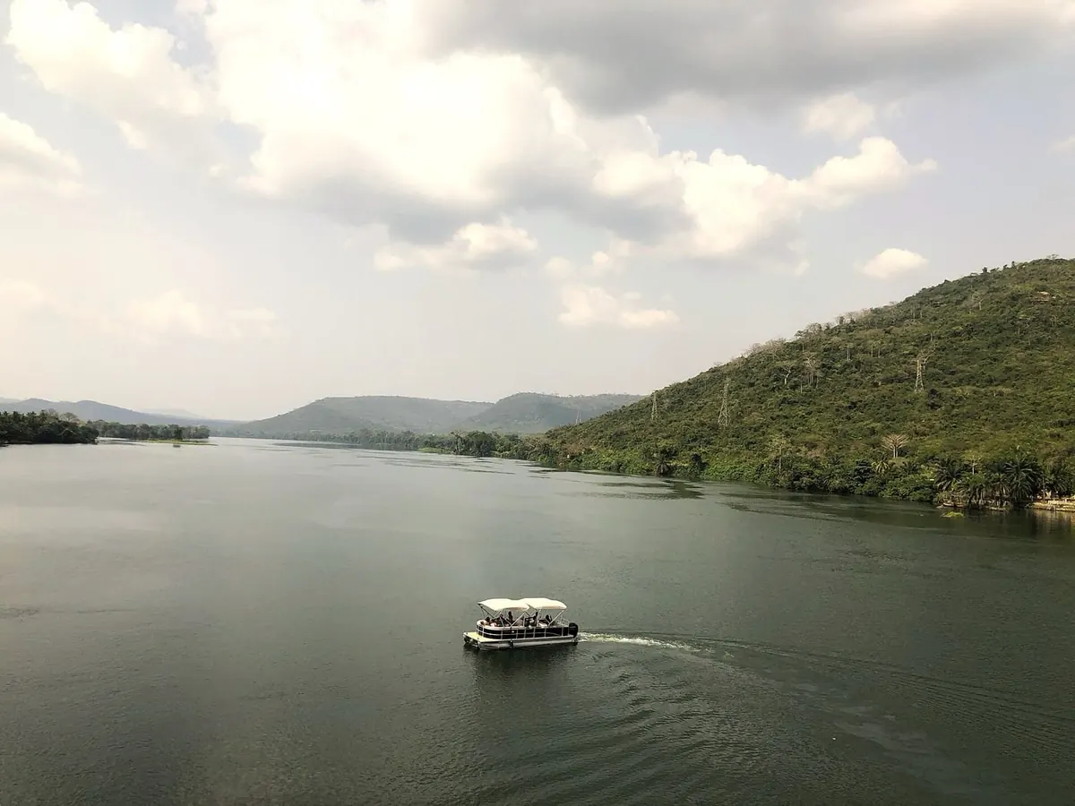A boat crossing Lake Volta